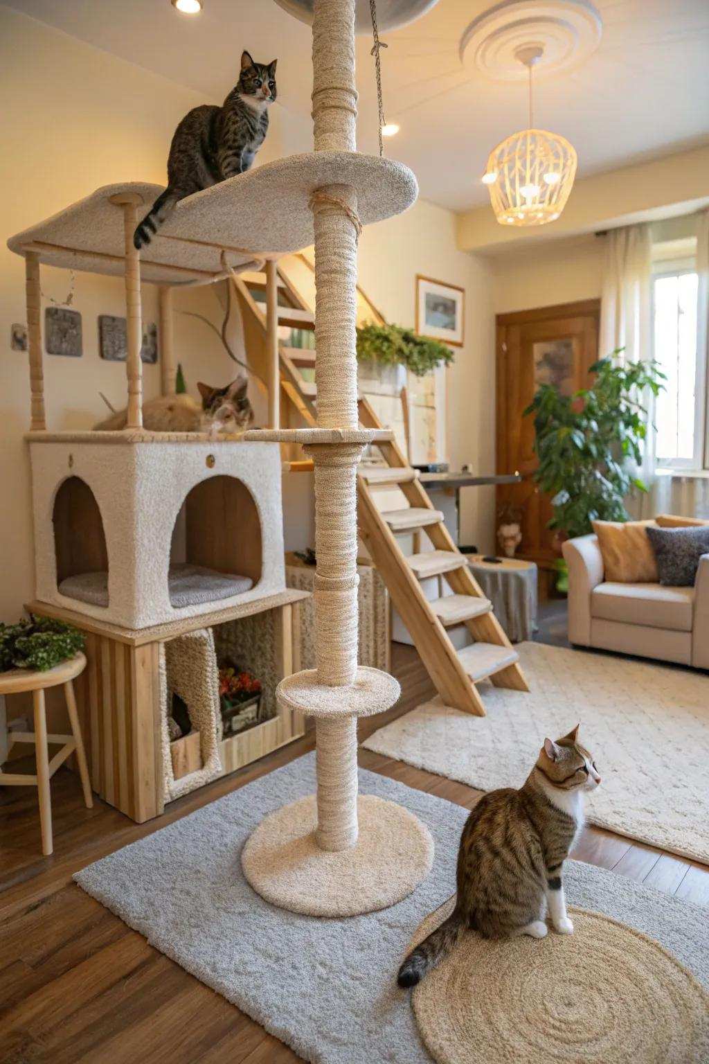 Multi-route designs accommodate residences with more than one cat.