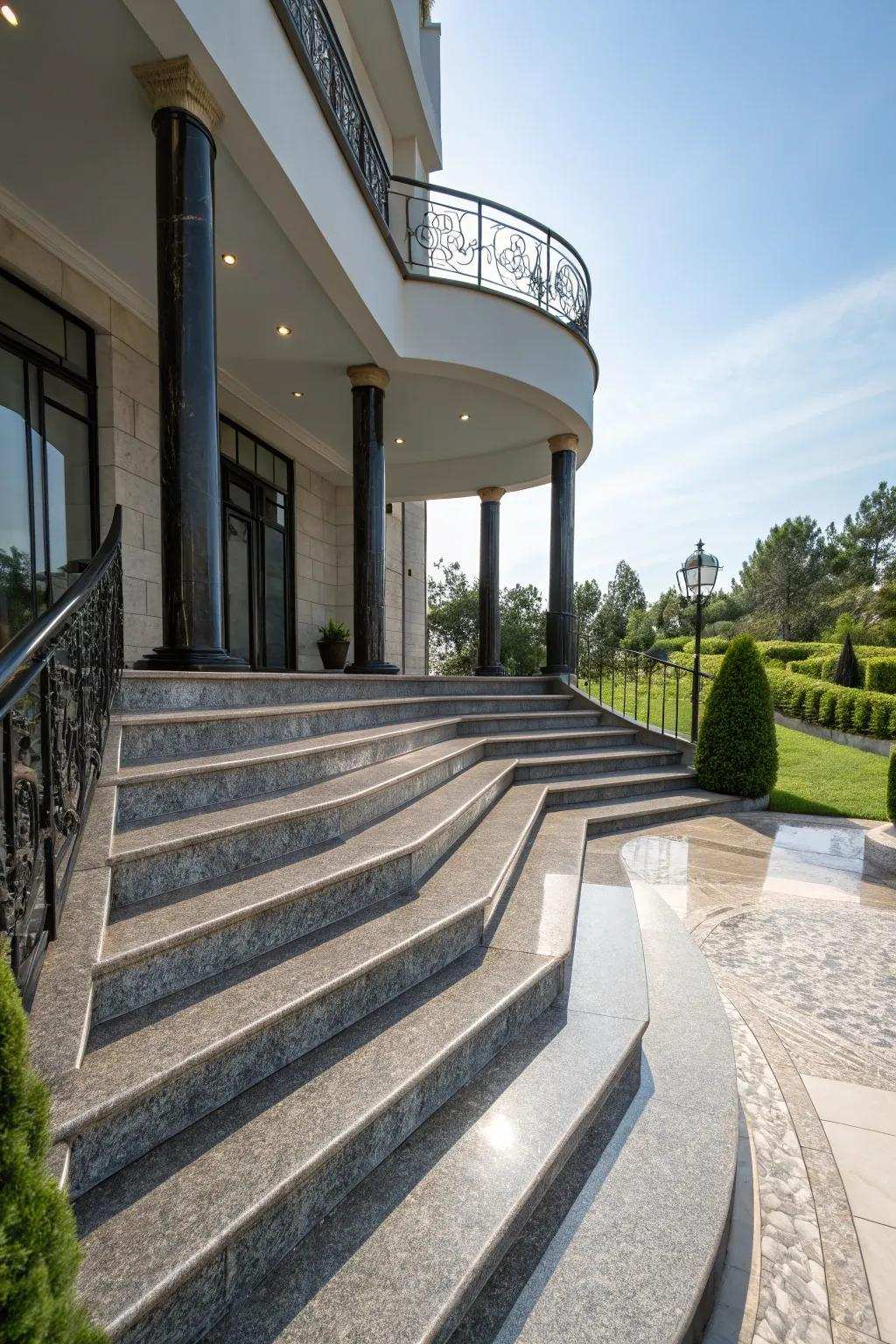 Multi-tiered steps add dimension and interest.