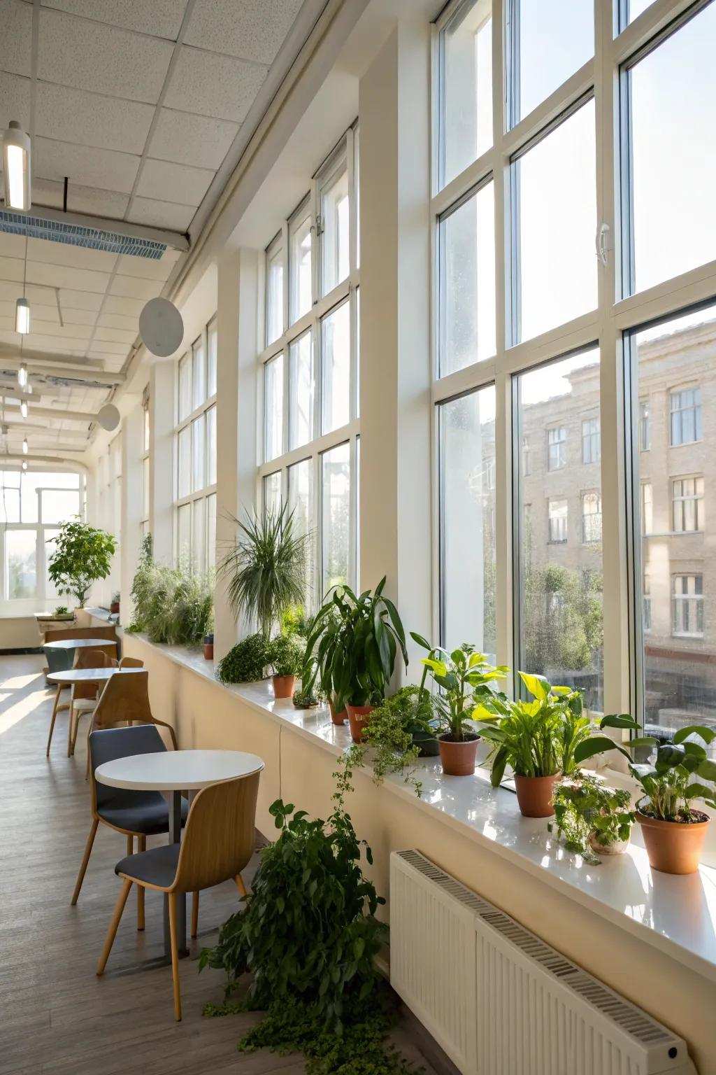 Natural light enhances the team lounge, creating an encouraging atmosphere.