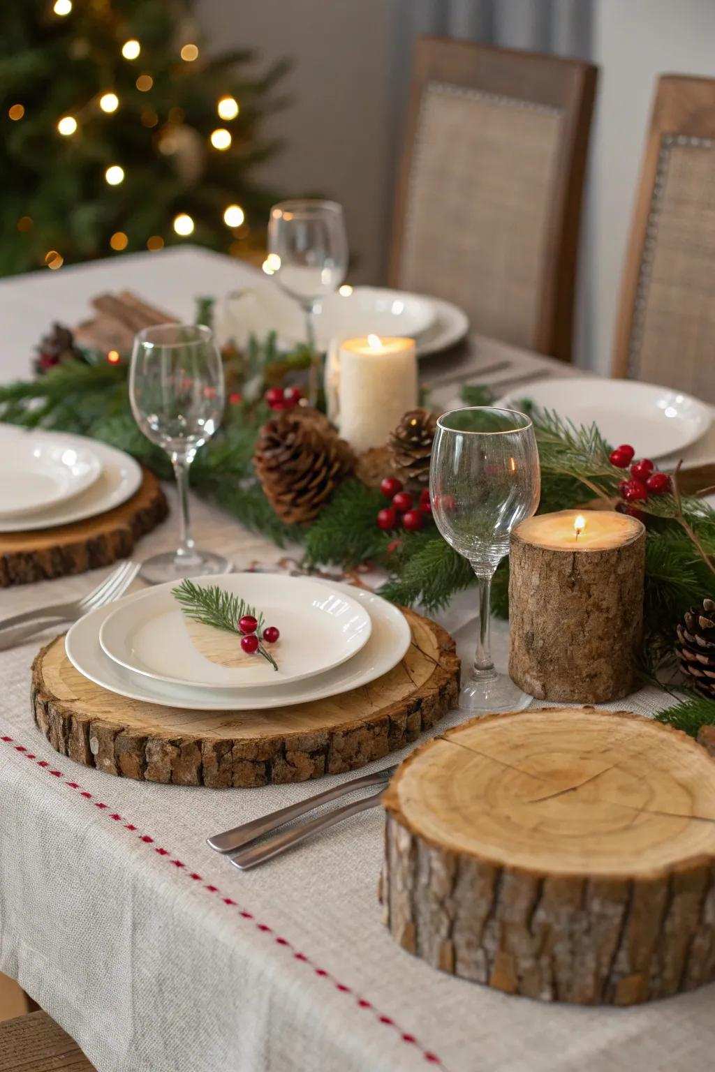 Natural wood elements add natural warmth to the table.