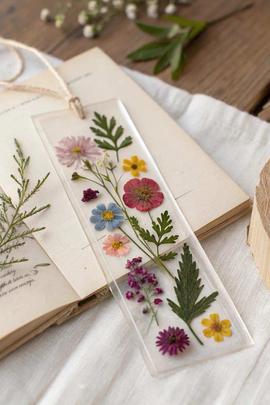 Nature's Elegance: Bring the garden to your pages with a pressed bloom page saver.