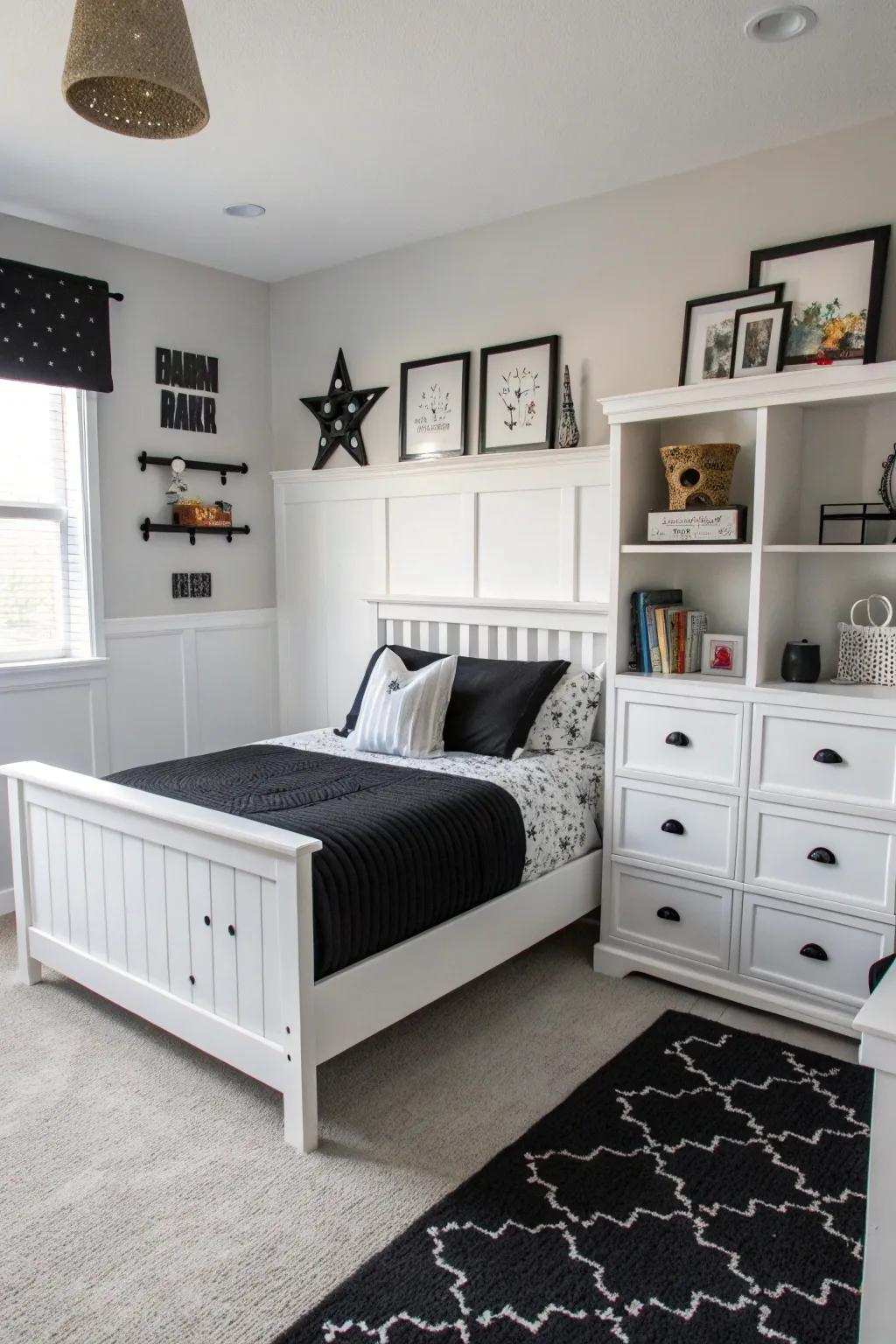 Onyx and snow offer a striking and flexible design choice.