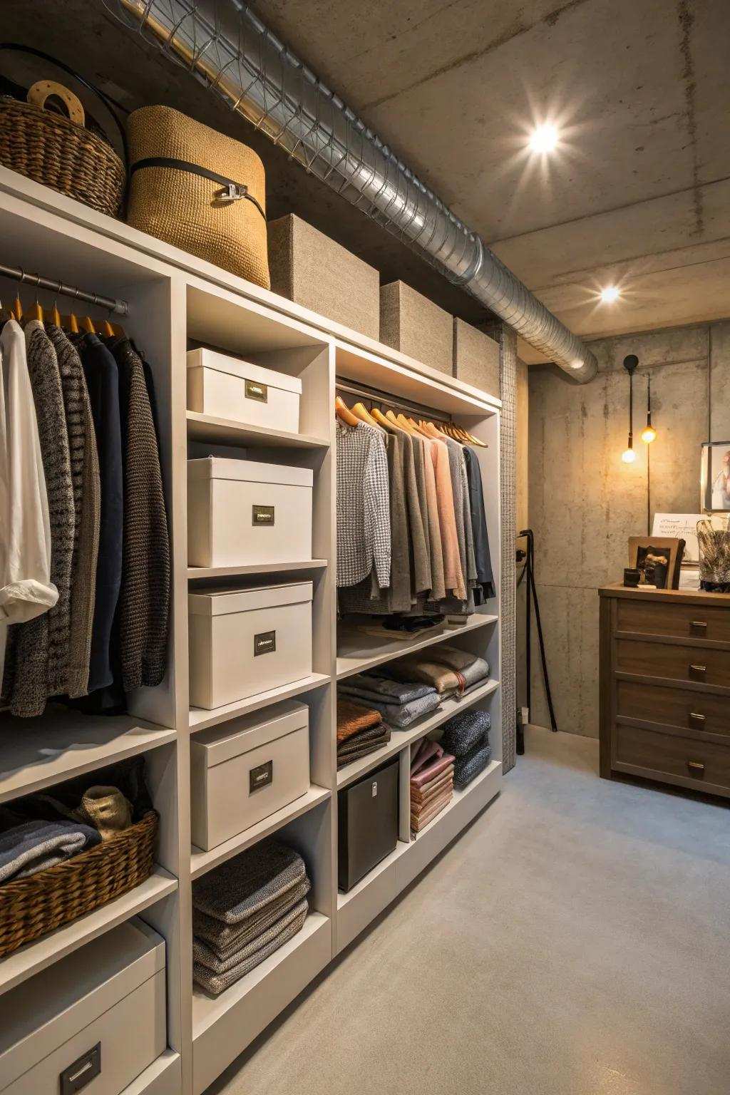 Open shelving simplifies organization.
