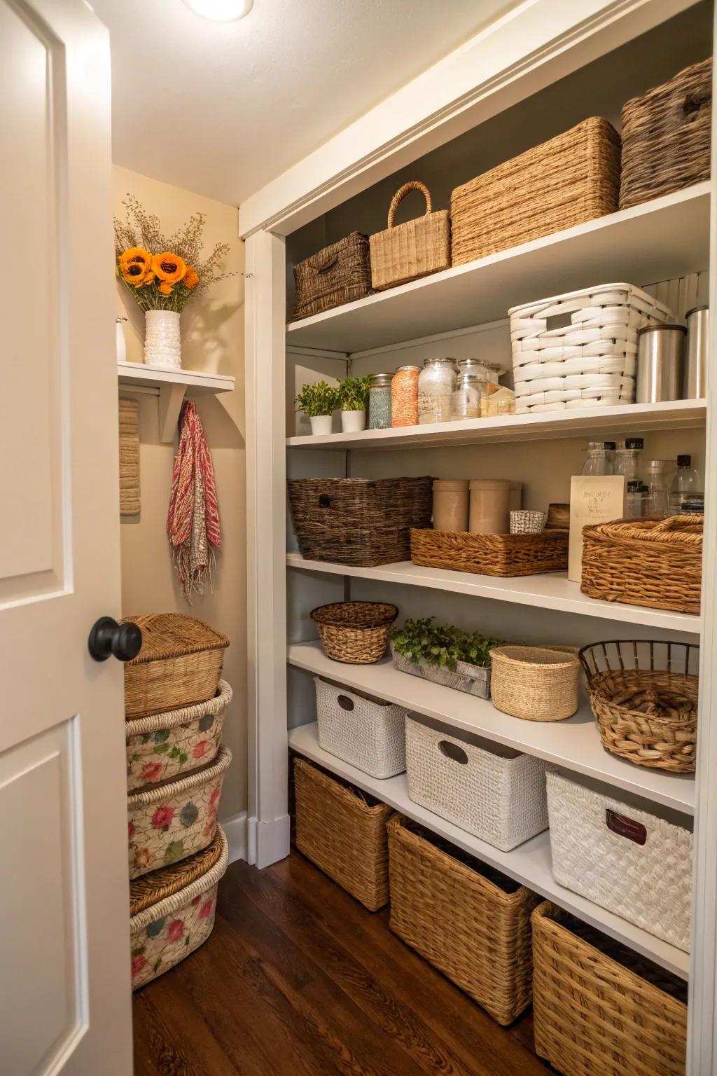 Ornamental baskets add function and style.