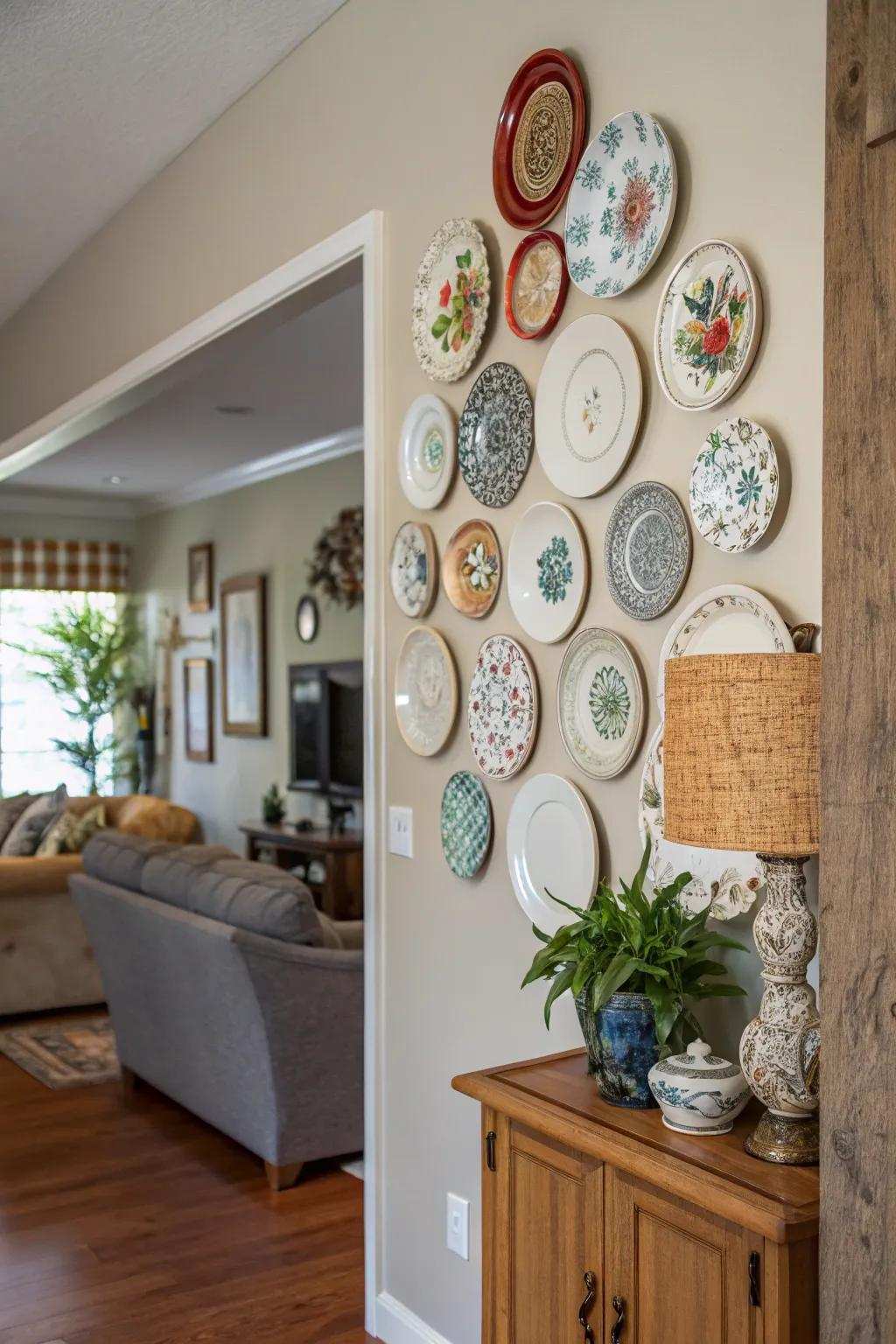 Ornamental wall plates can turn a plain wall into a stunning center point.
