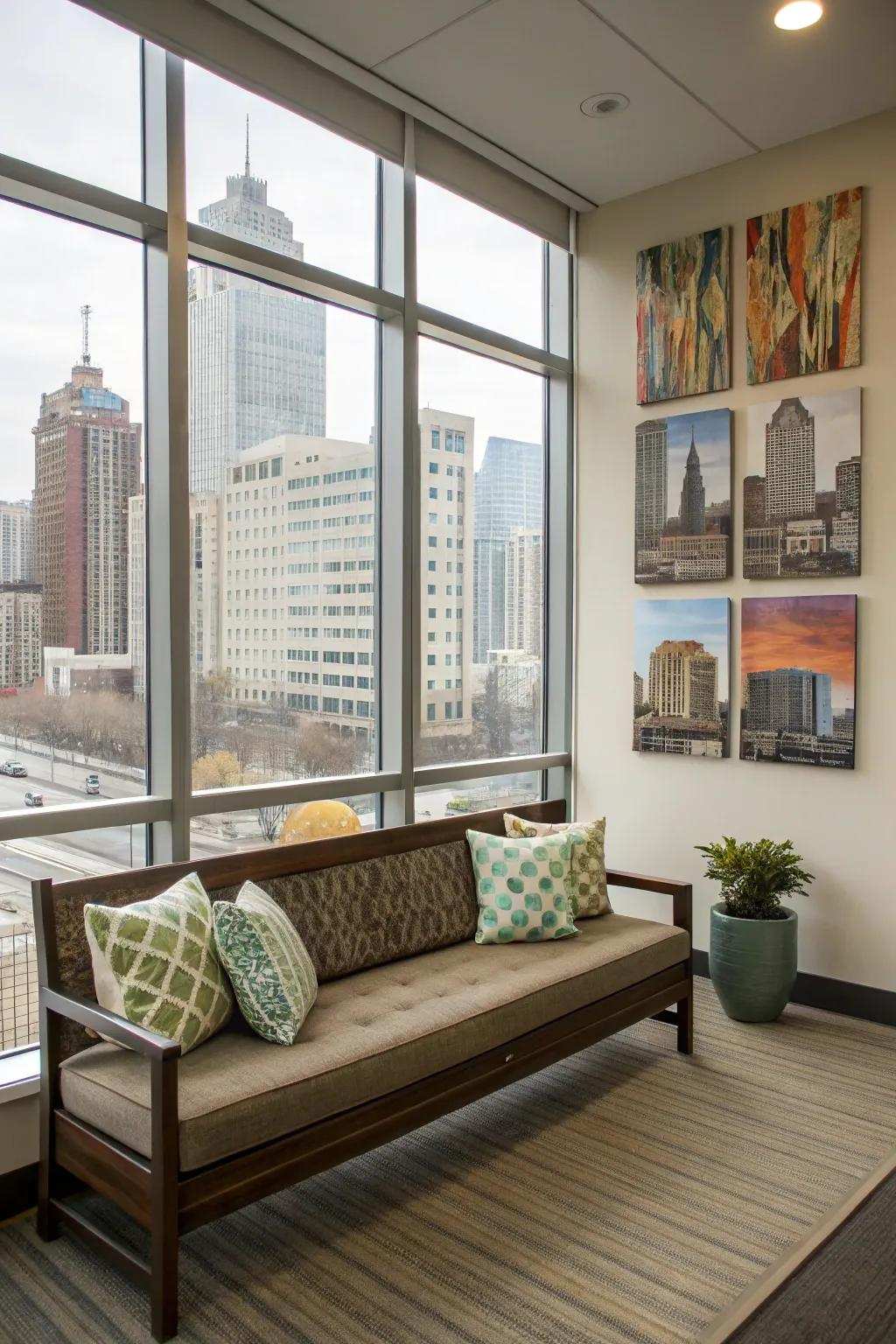 Outdoor-inspired design introduces a sense of urban nature indoors.