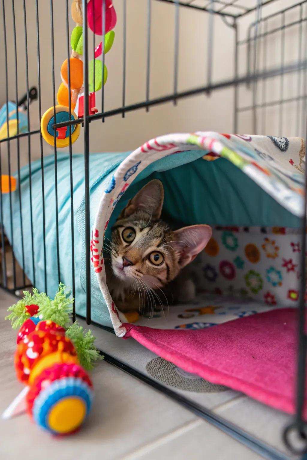 Passages offer thrilling concealment spots for your playful kitty.