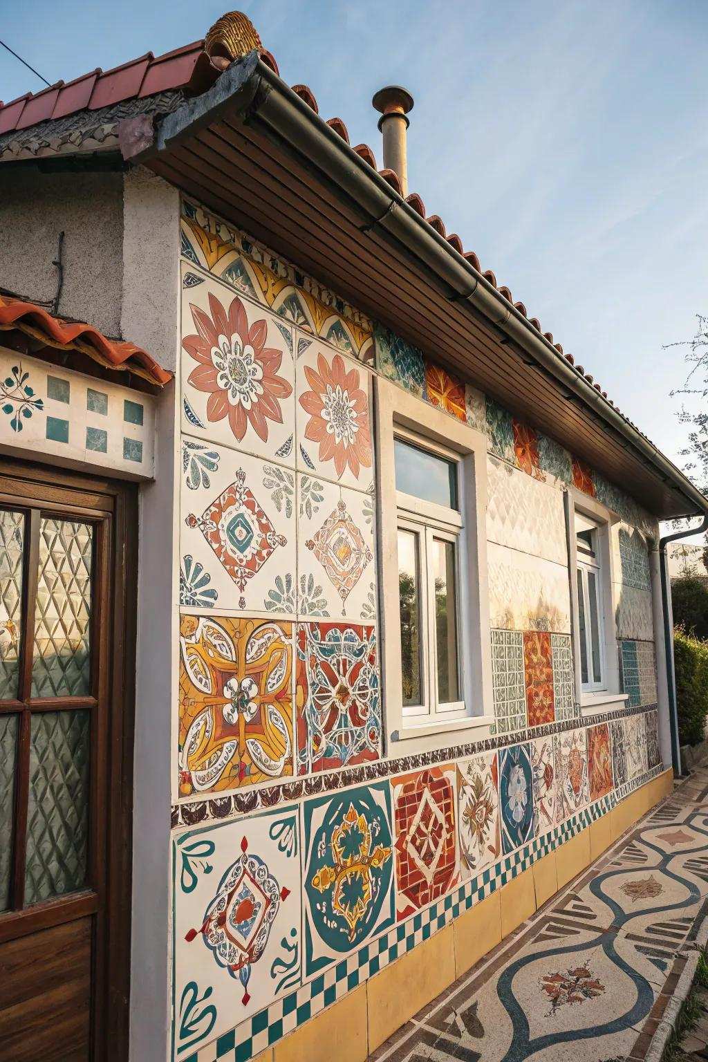 Patterned cladding transforms walls into art pieces.