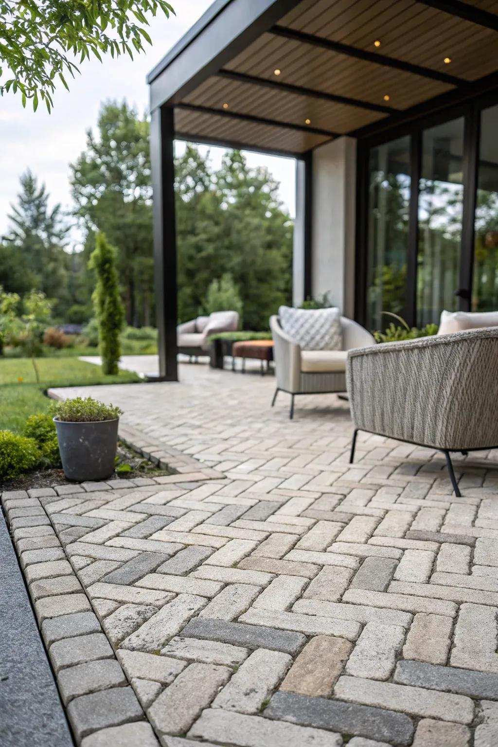 Patterned paving adds texture and visual appeal to any patio.