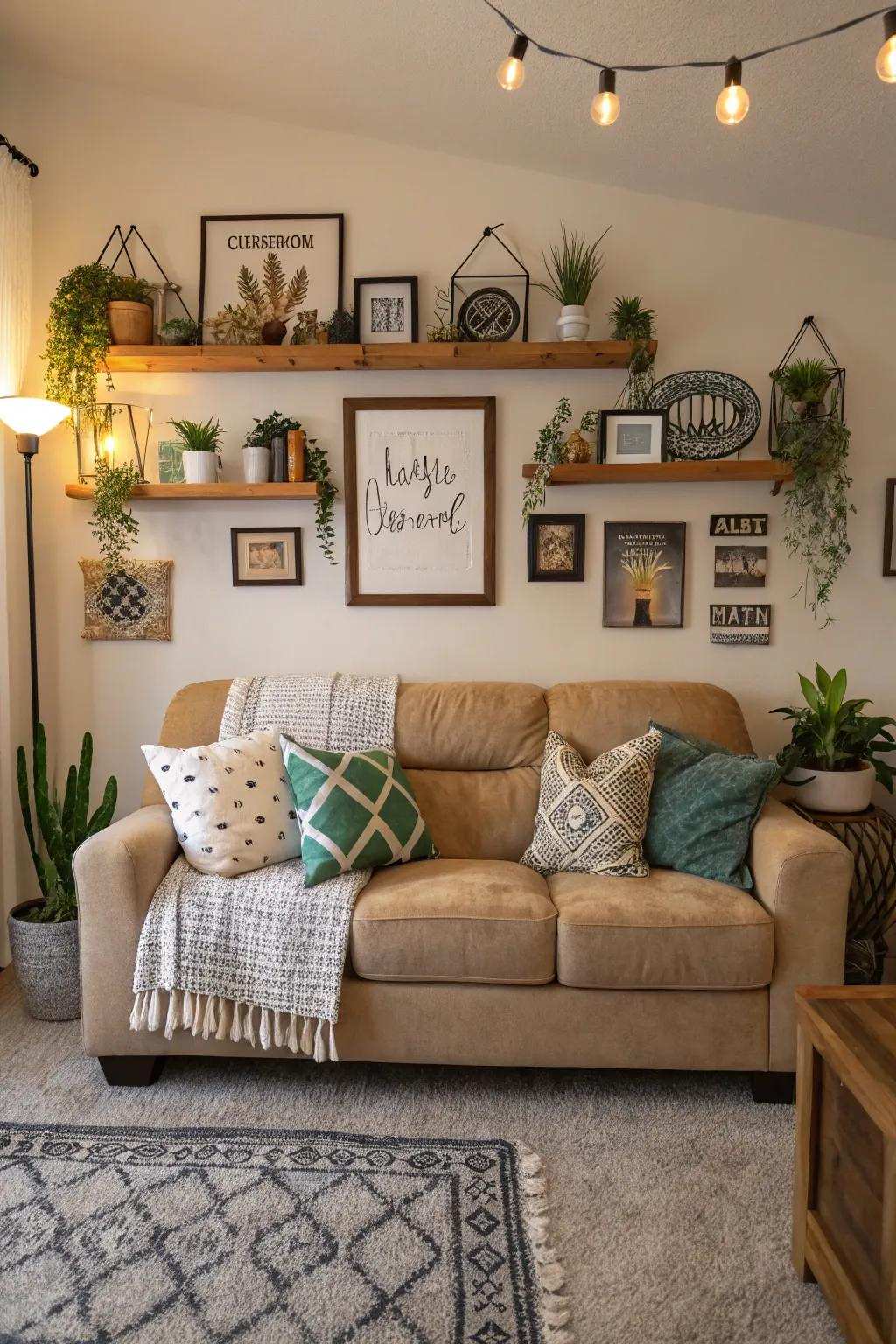 Personal touches make the living room feel warm and inviting.