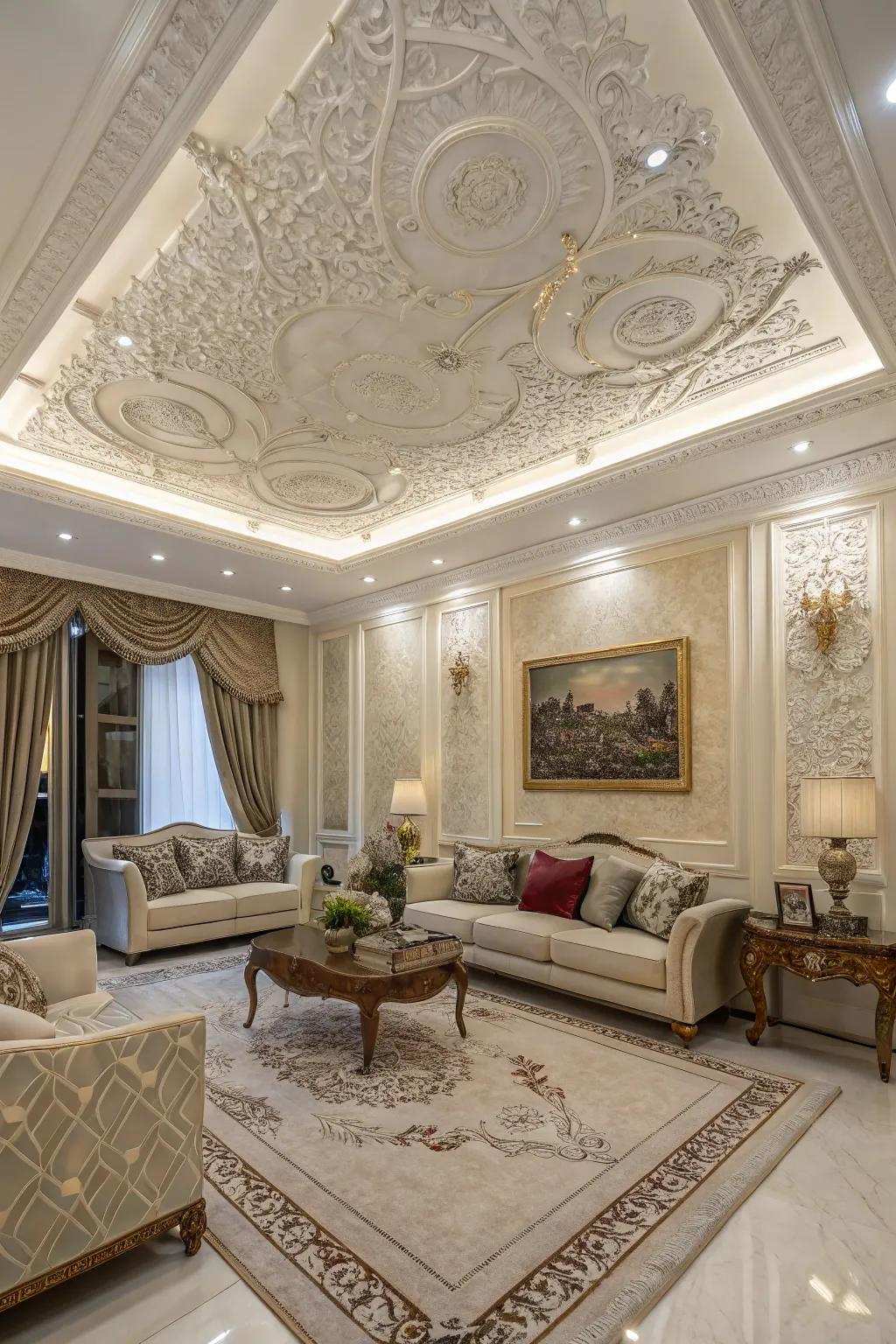 Personalized-carved aspects provide a unique and personal touch to ceilings.