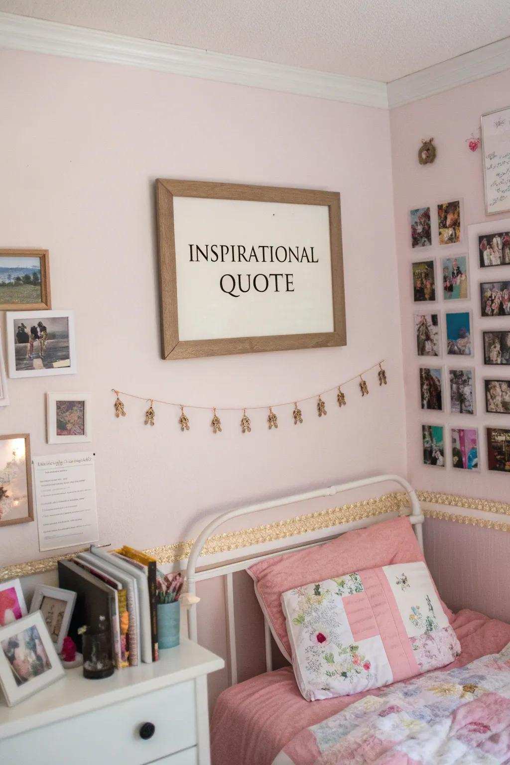 Personalized dictums append inspiration and positivity to the quarters.