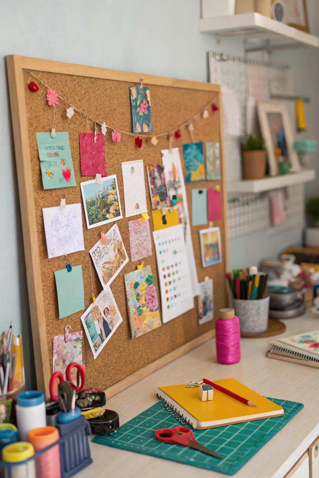 Pinboards offer a dynamic way to display memorabilia.