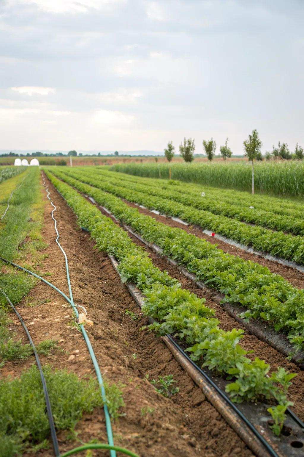 Pinpoint irrigation system ensuring water conservation and healthy plant development.