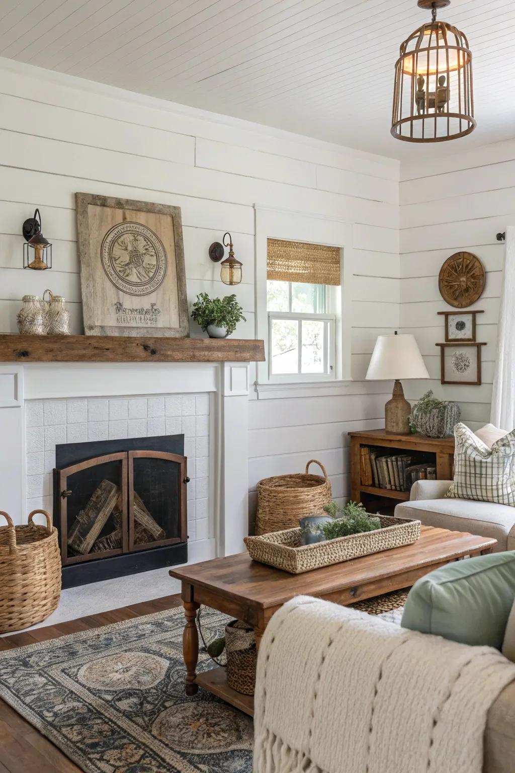Plank walls add texture and farmhouse appeal