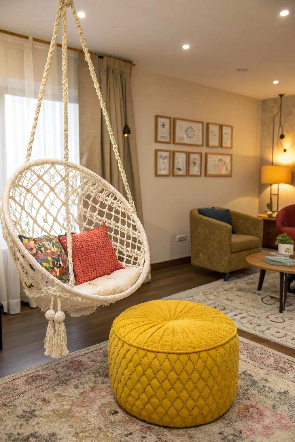 Playful elements adding a cheerful touch to the living space.