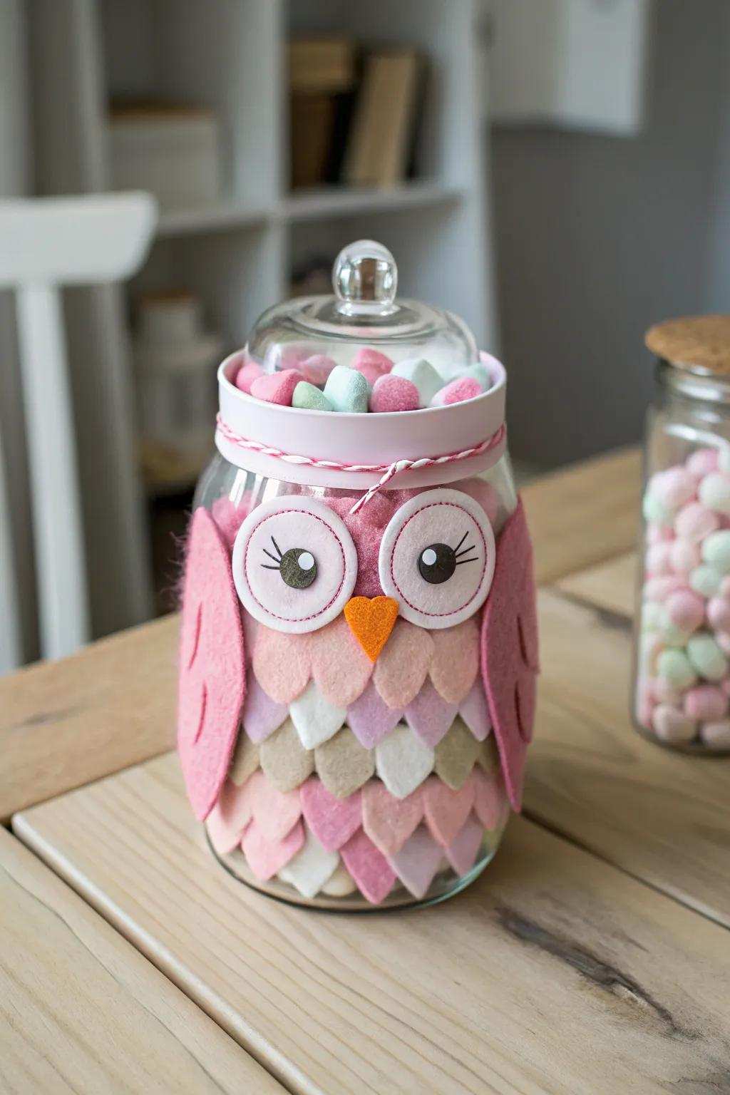 Playful Owl Candy Container: A delightful focal point that introduces a lighthearted element to any dessert arrangement!