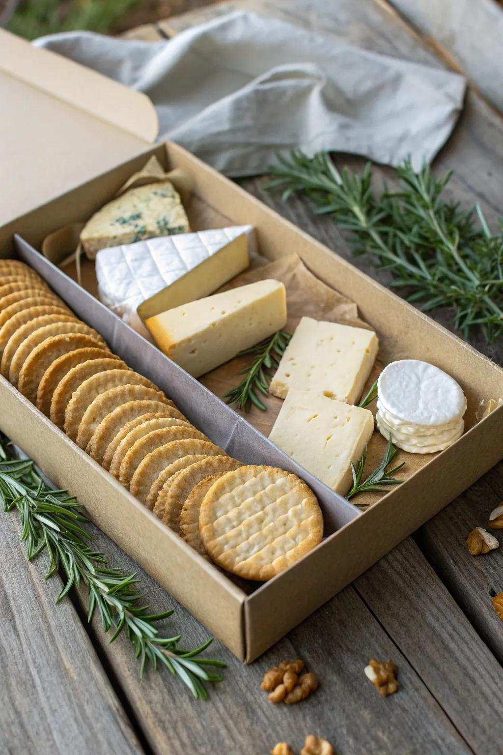 Please her senses with a sophisticated gourmet cheese and cracker bundle, tailored for the mother who values fine flavors.