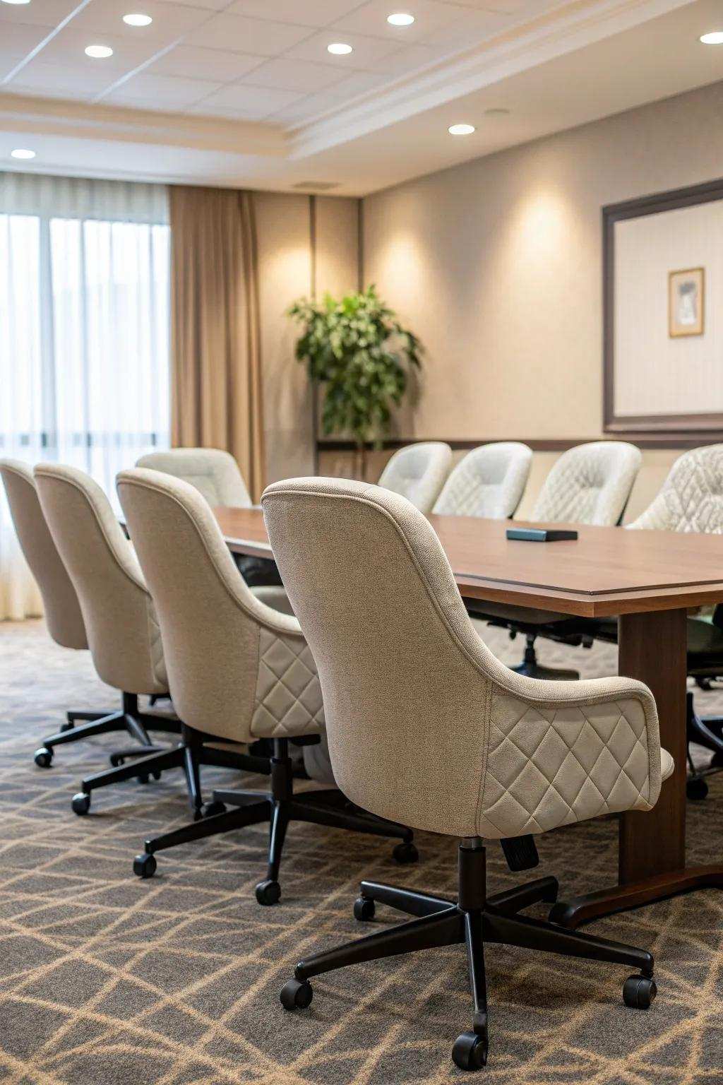 Posture-friendly chairs guarantee comfort during drawn-out discussions.