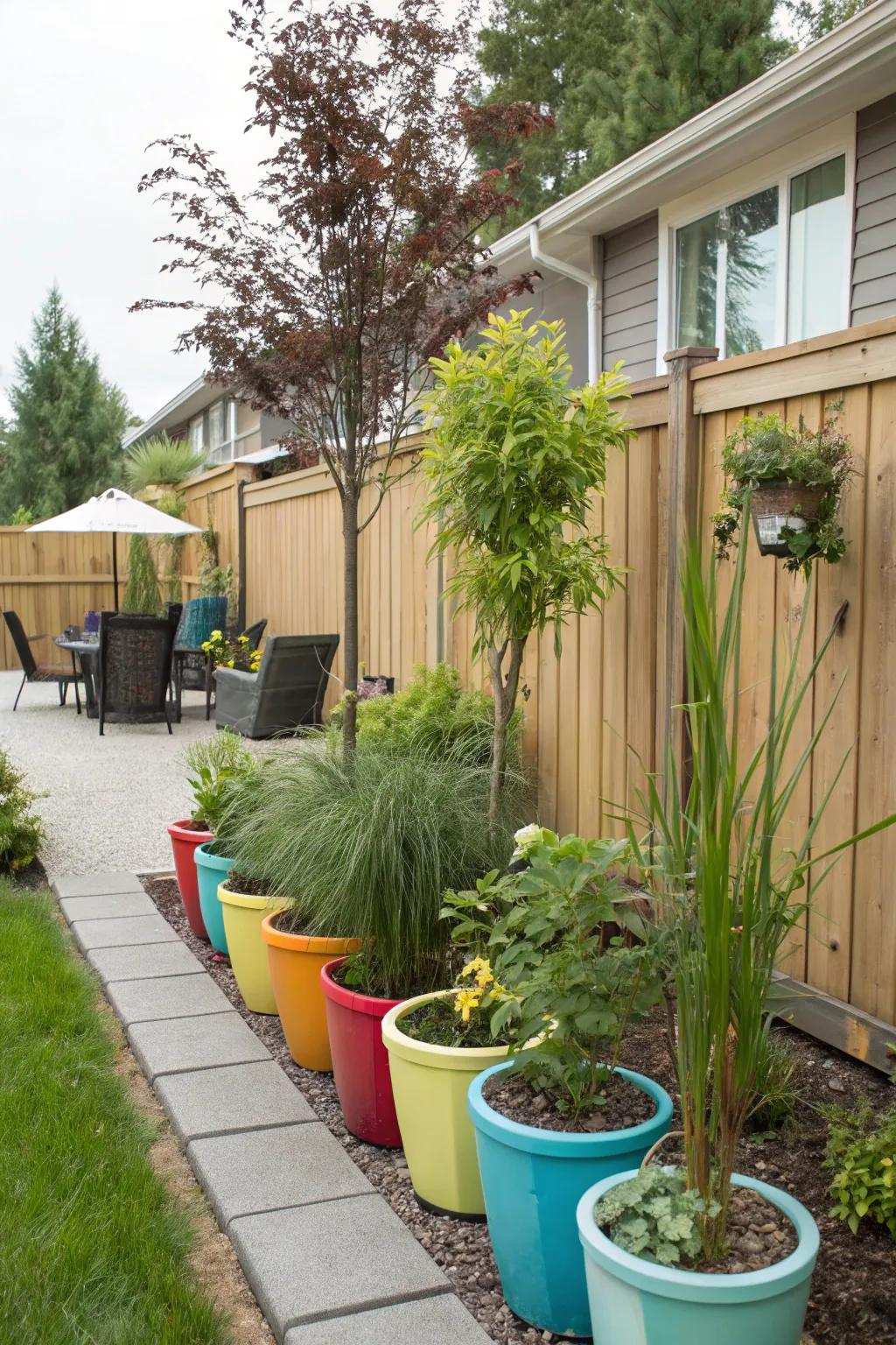 Potted plants provide versatile privacy solutions.