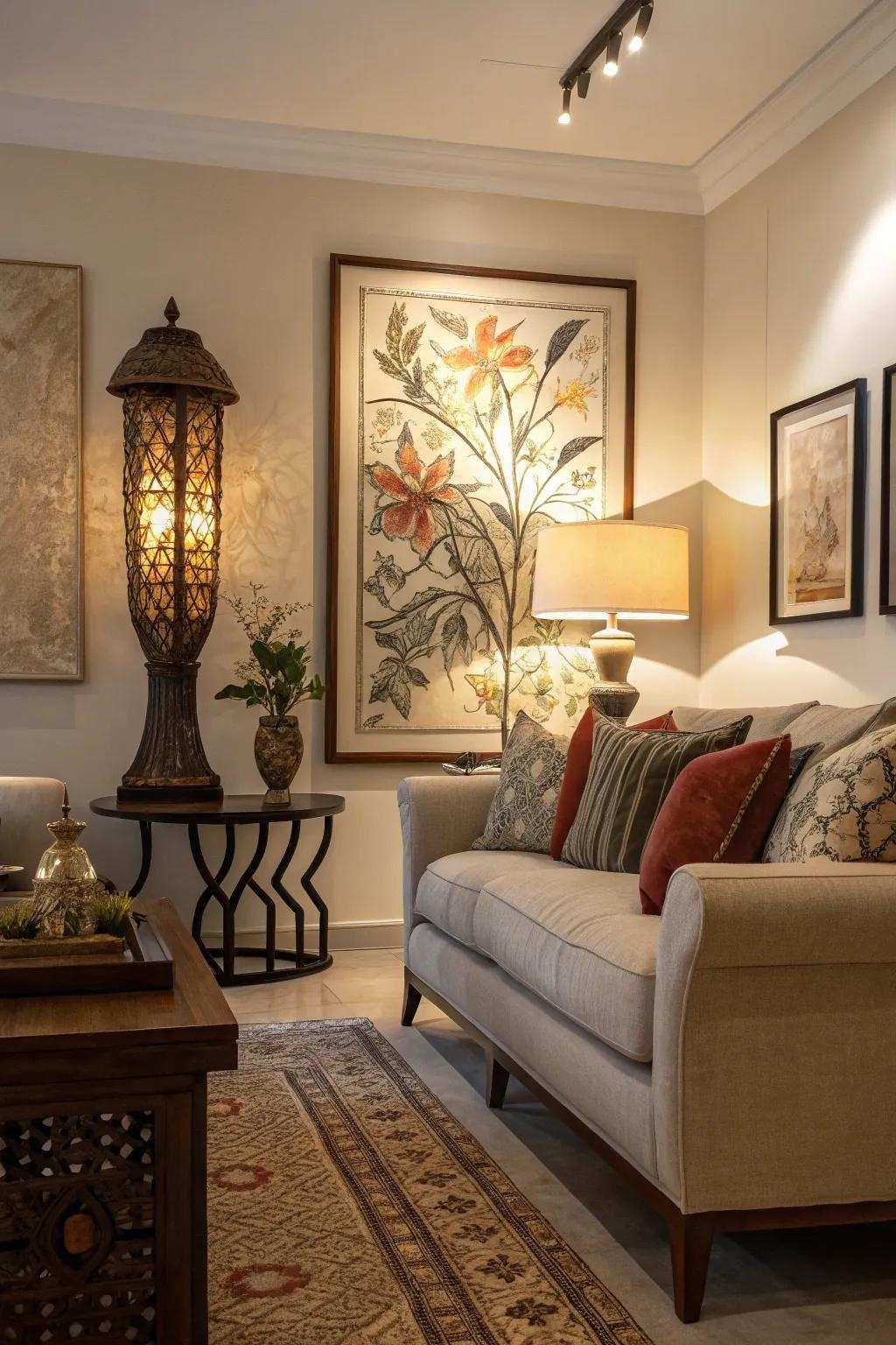 Precise lighting turns decor into a captivating focal point.