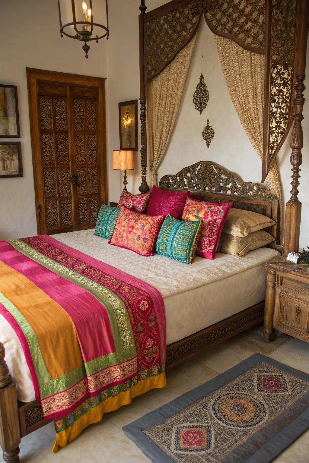 Premium fabrics create a comfortable and stylish bedroom.