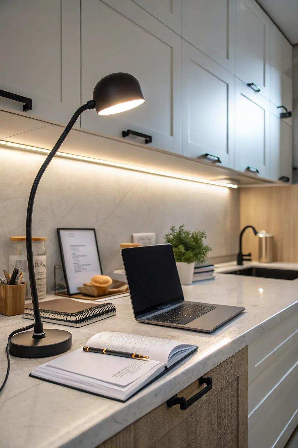 Proper desk illumination guarantees a well-lit and appealing workspace.