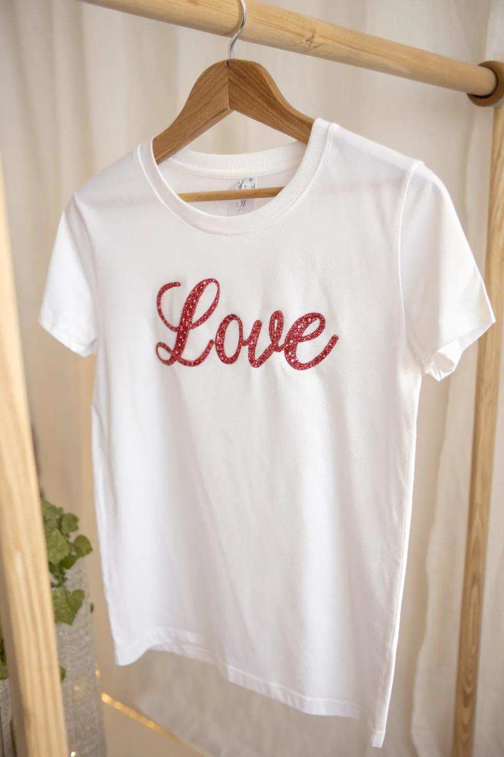 Radiate with simplicity through this dazzling shimmer affection tee.