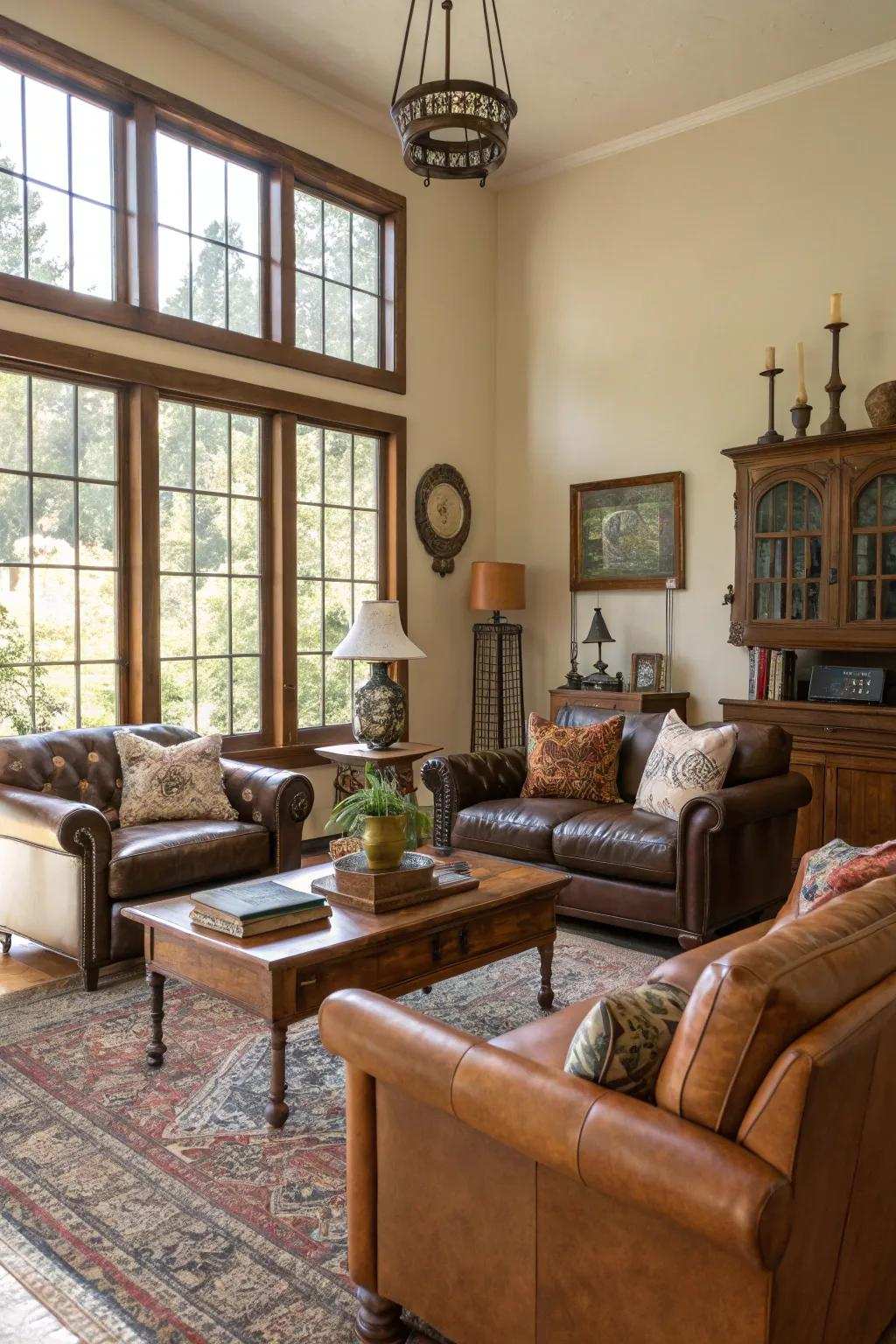 Realize a refined look with varied furnishings.