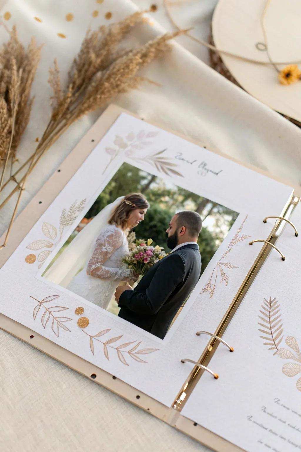 Record the enchantment of your wedding ceremony with a minimalist scrapbook that narrates your love story in every detail.