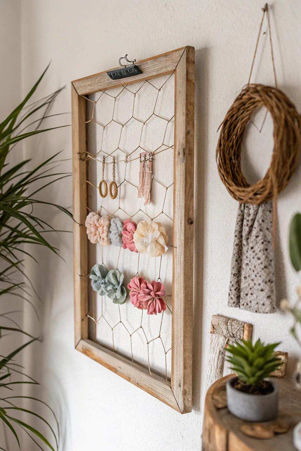 Refine your hair accessory arrangement with this minimalist frame organizer—where ease and style converge.