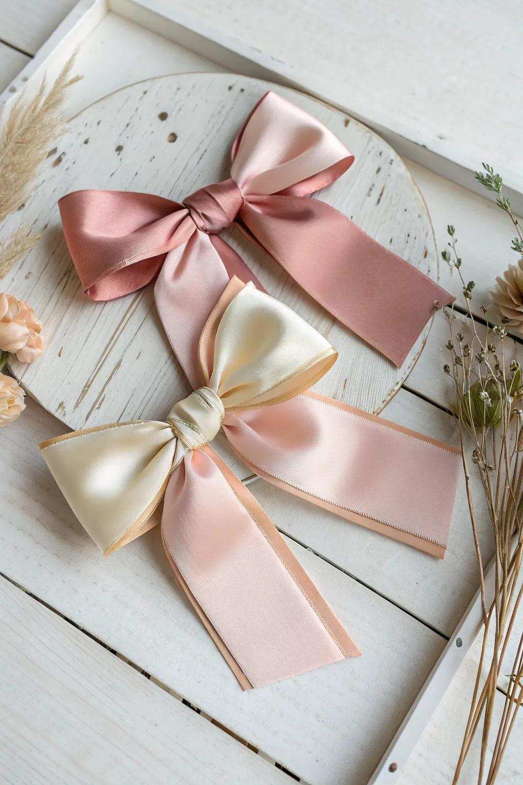 Refine your present wrapping with a captivating dual-shade bow—simple yet striking!
