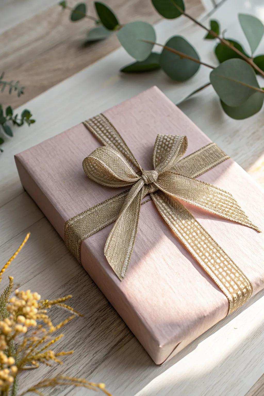 Refine your present wrapping with a stylish oblique bow, where simplicity encounters grace.