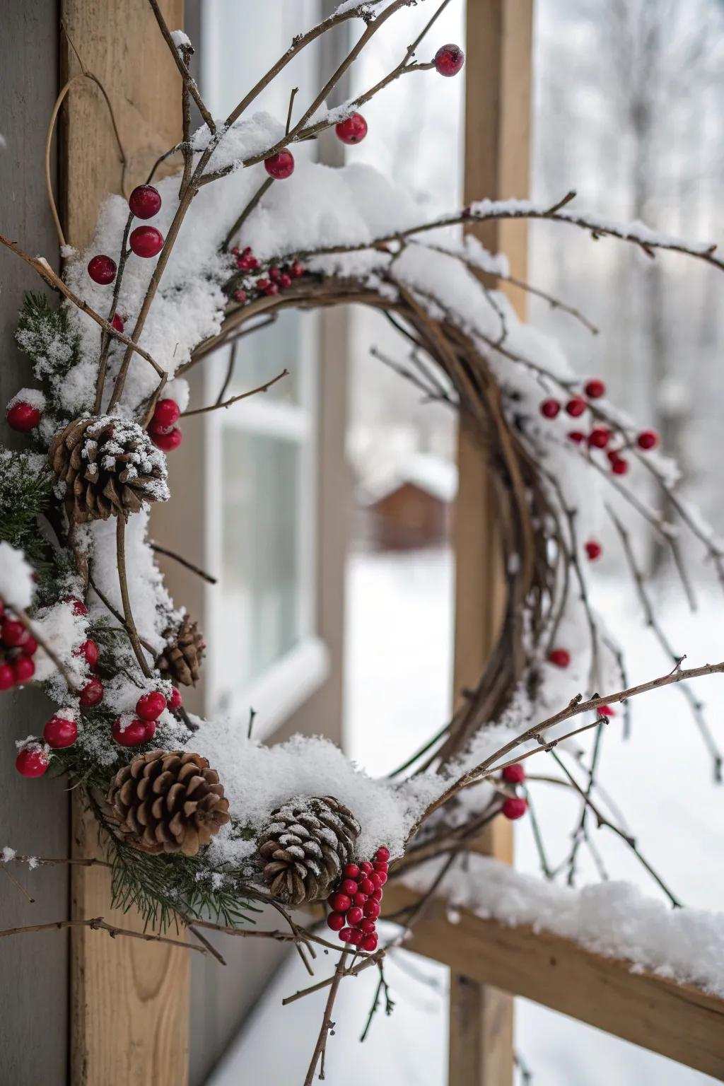 Refined minimalist decoration showcasing winter accents