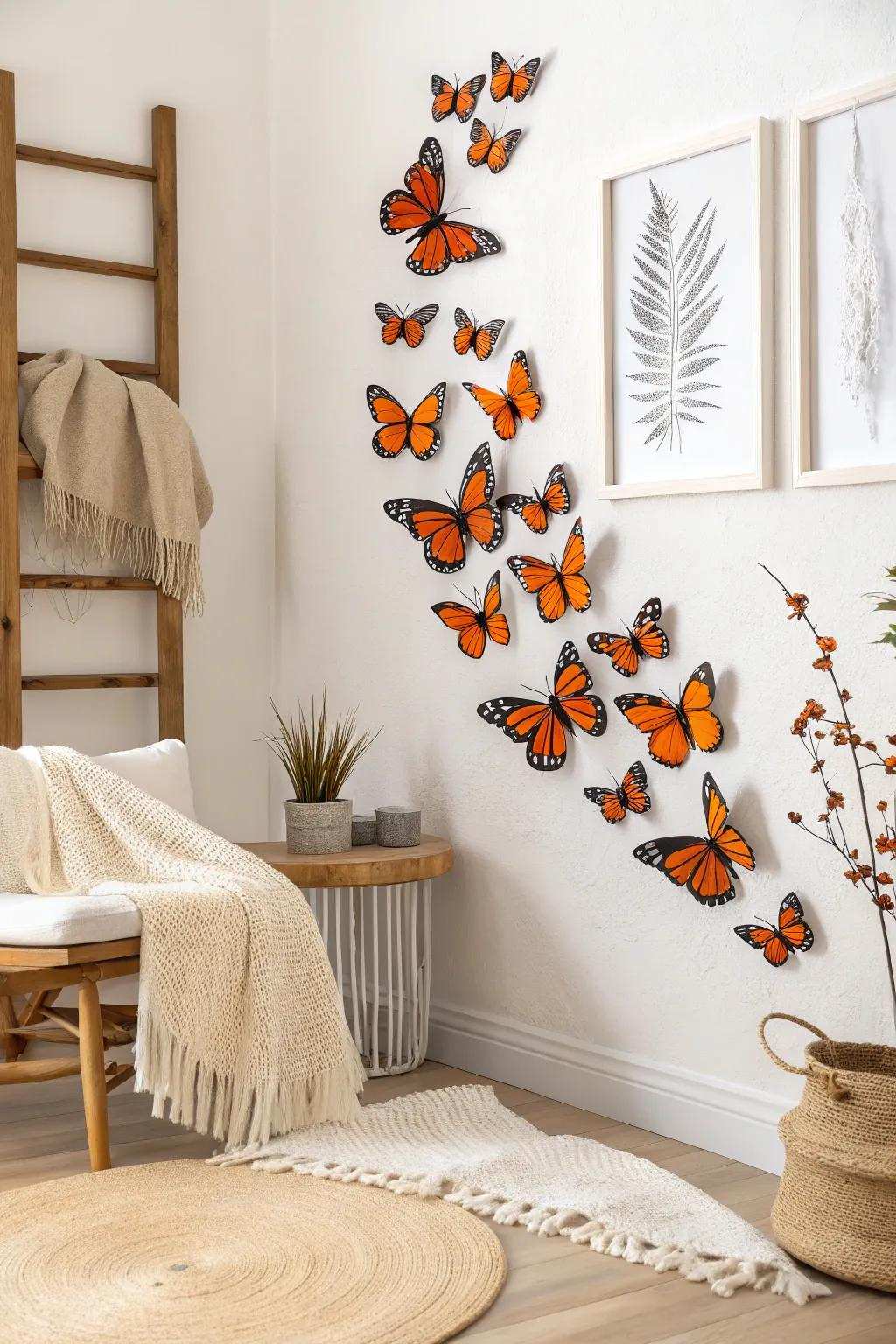 Revitalize your walls with striking 3D butterfly art that infuses depth and color into any environment.