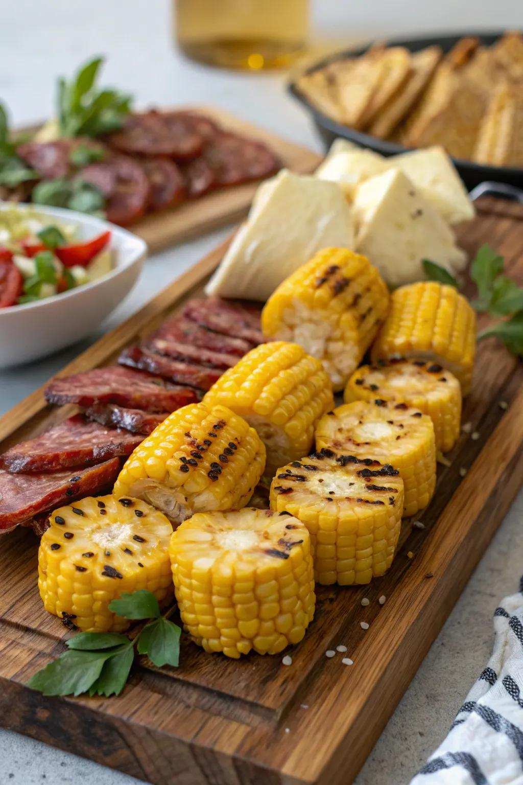 Roasted sweetcorn adds a sweet and smoky touch
