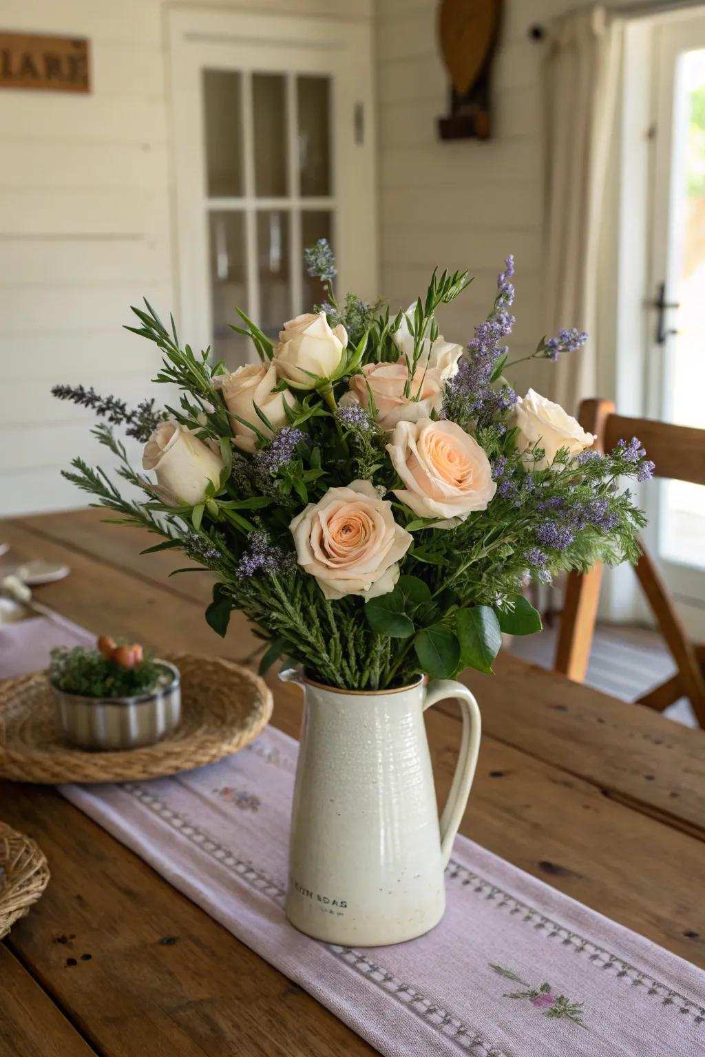 Roses combined with aromatic herbs for an enchanting fragrance.