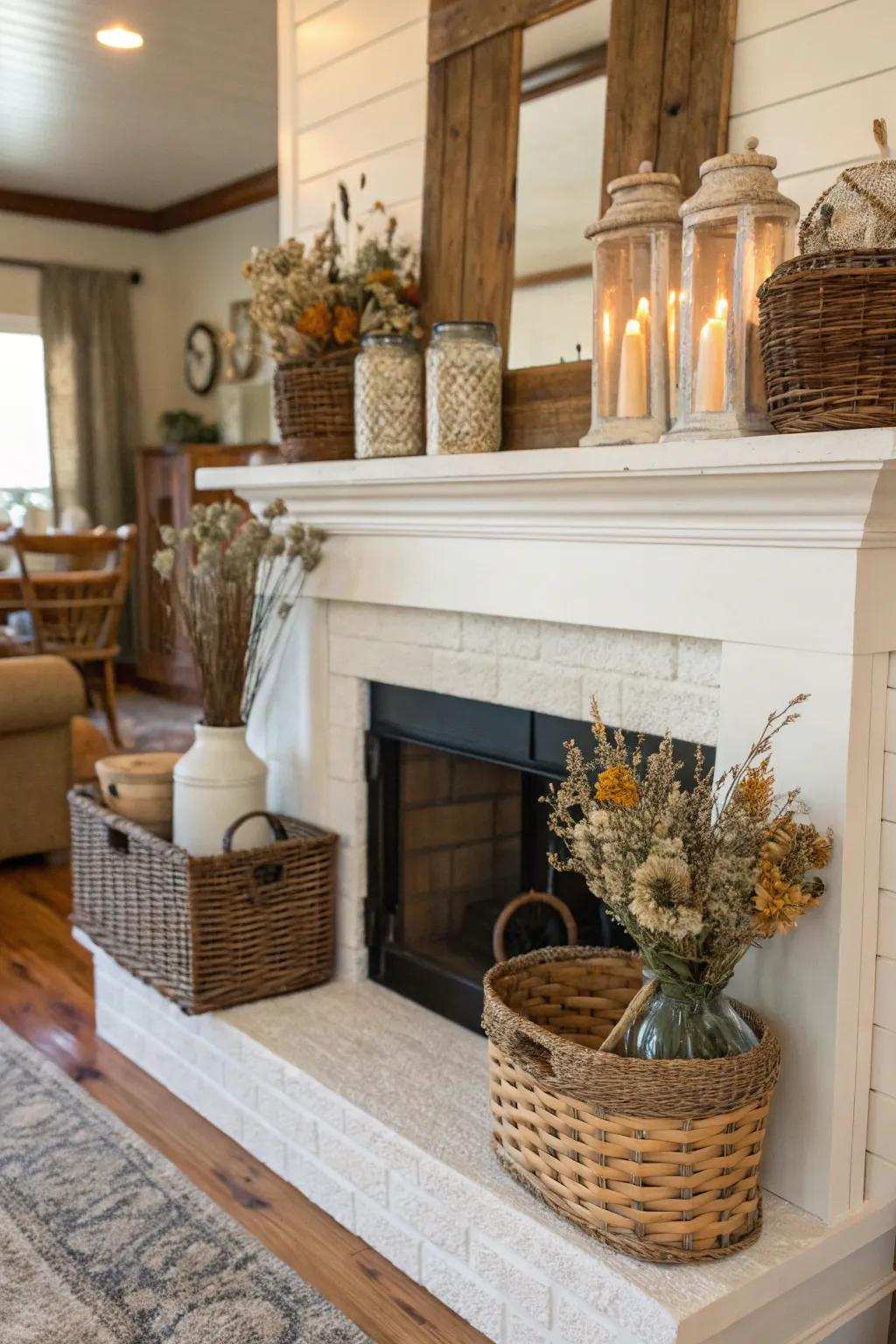 Rural charm with cozy, rustic elements.