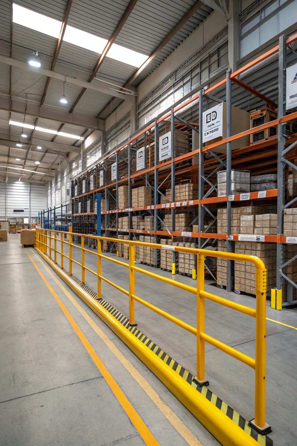Safety measures such as barriers ensure a secure working environment.