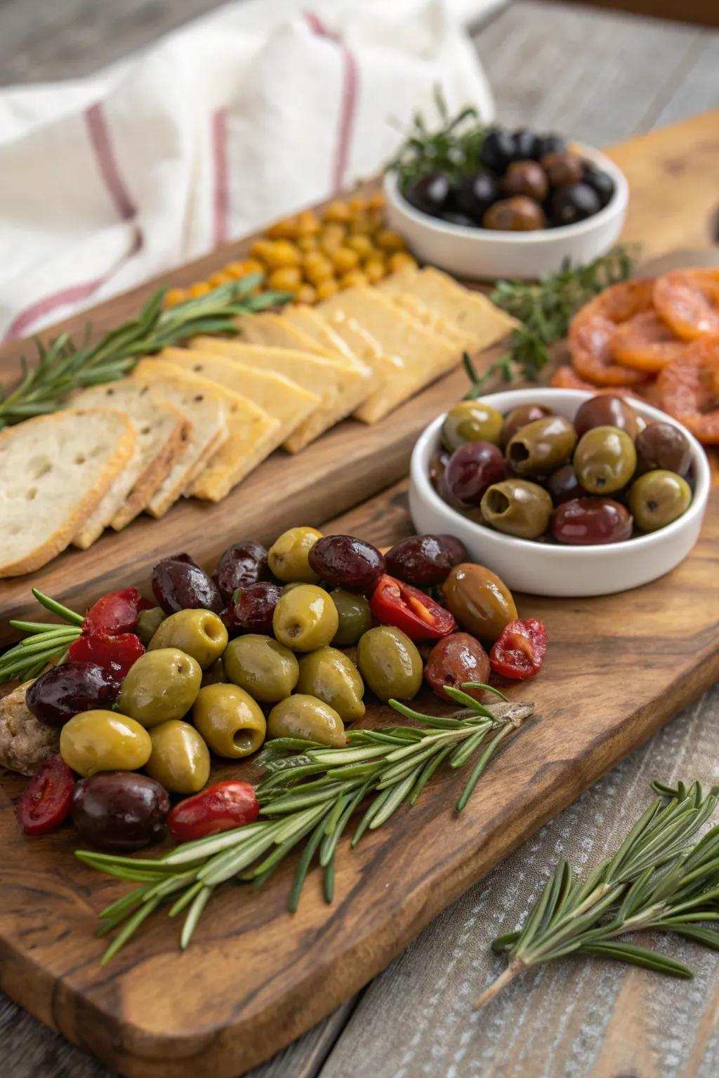 Salty olives add a Mediterranean flavor to your BBQ board