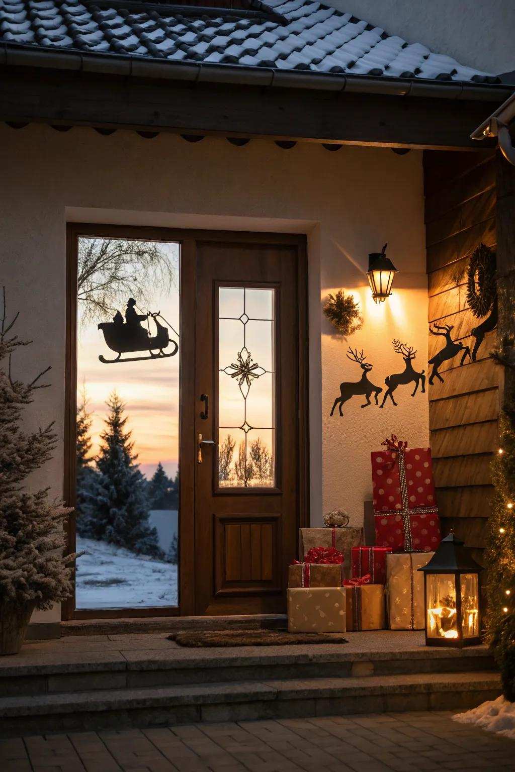 Santa's sleigh arrives for a magical holiday night.