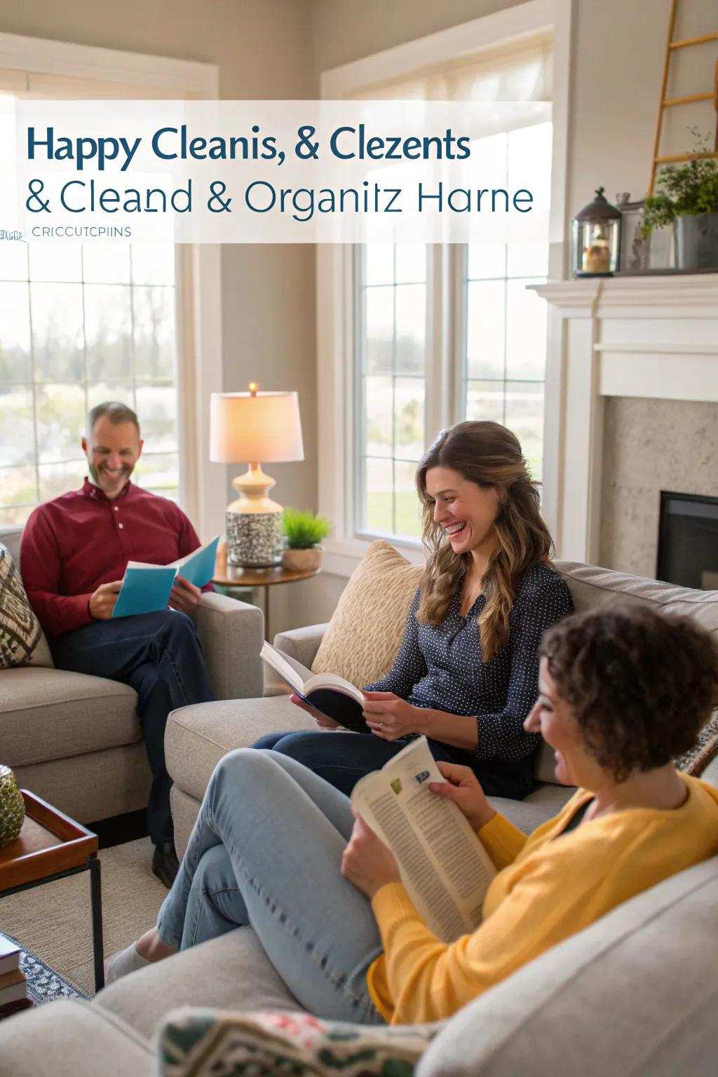 Satisfied clients in a beautifully clean home.