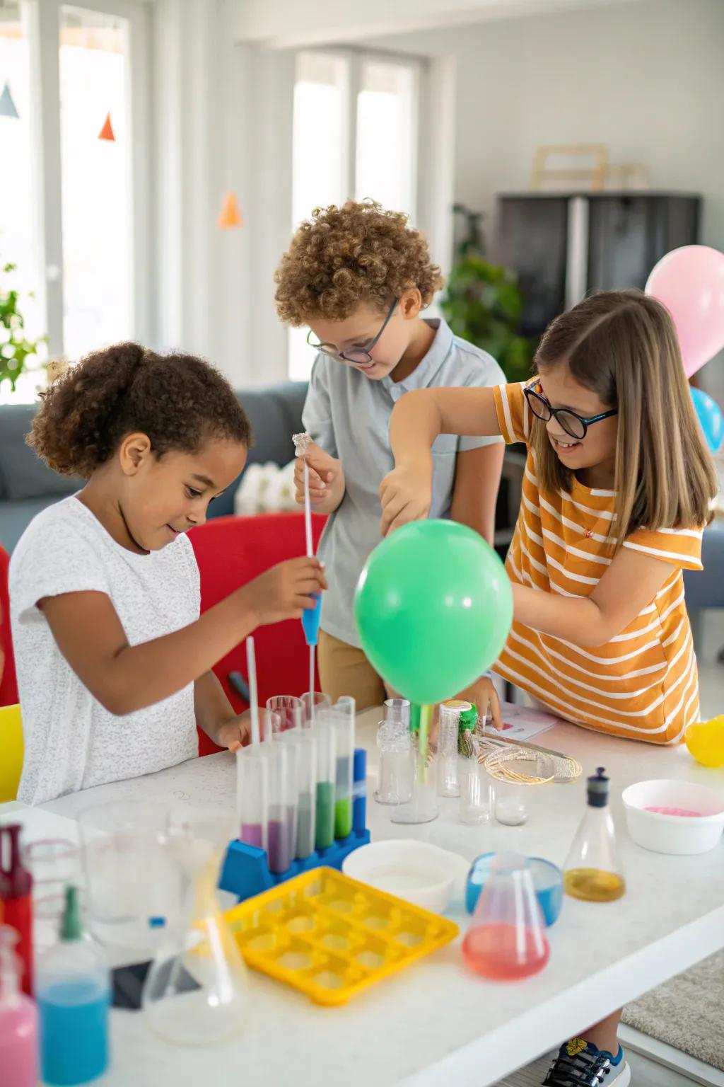 Science experiments make learning fun inside.
