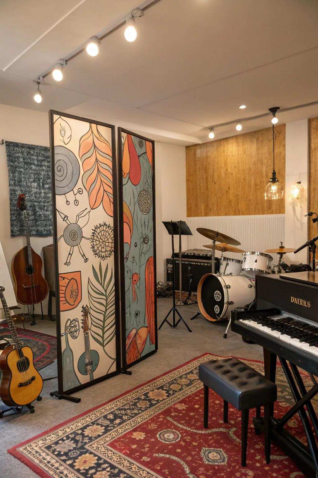 Screens help manage your music space in working areas.