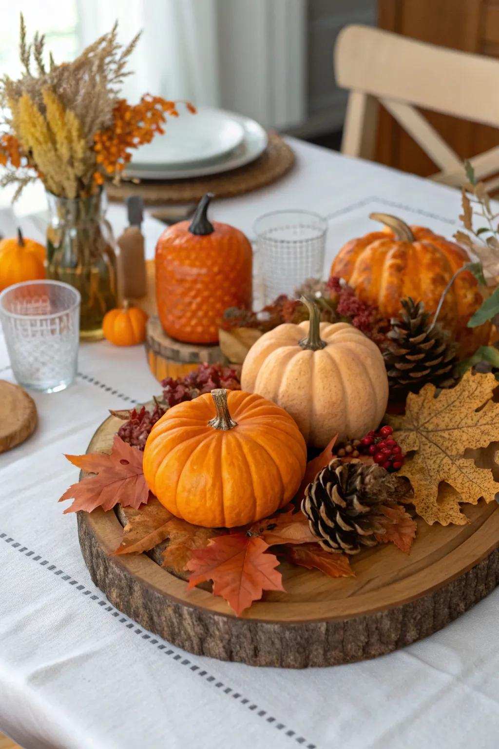Seasonal colors summon the warmth of autumn.