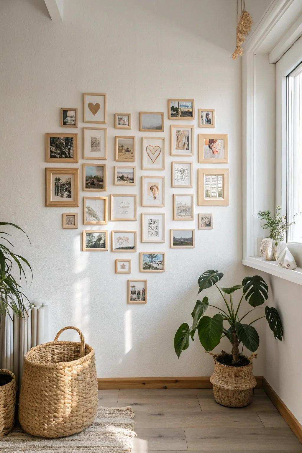 Seize your cherished memories with a heart-shaped photo assembly that truly speaks from the soul.