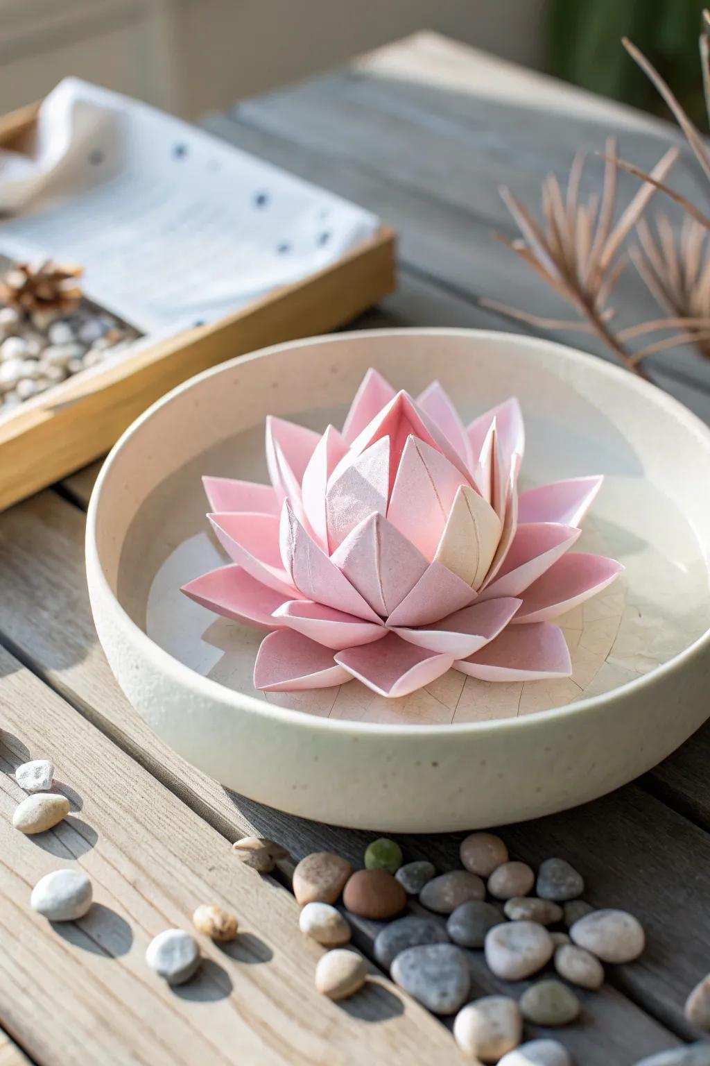 Serenity in Paper: Explore the tranquil allure of a paper water lily.