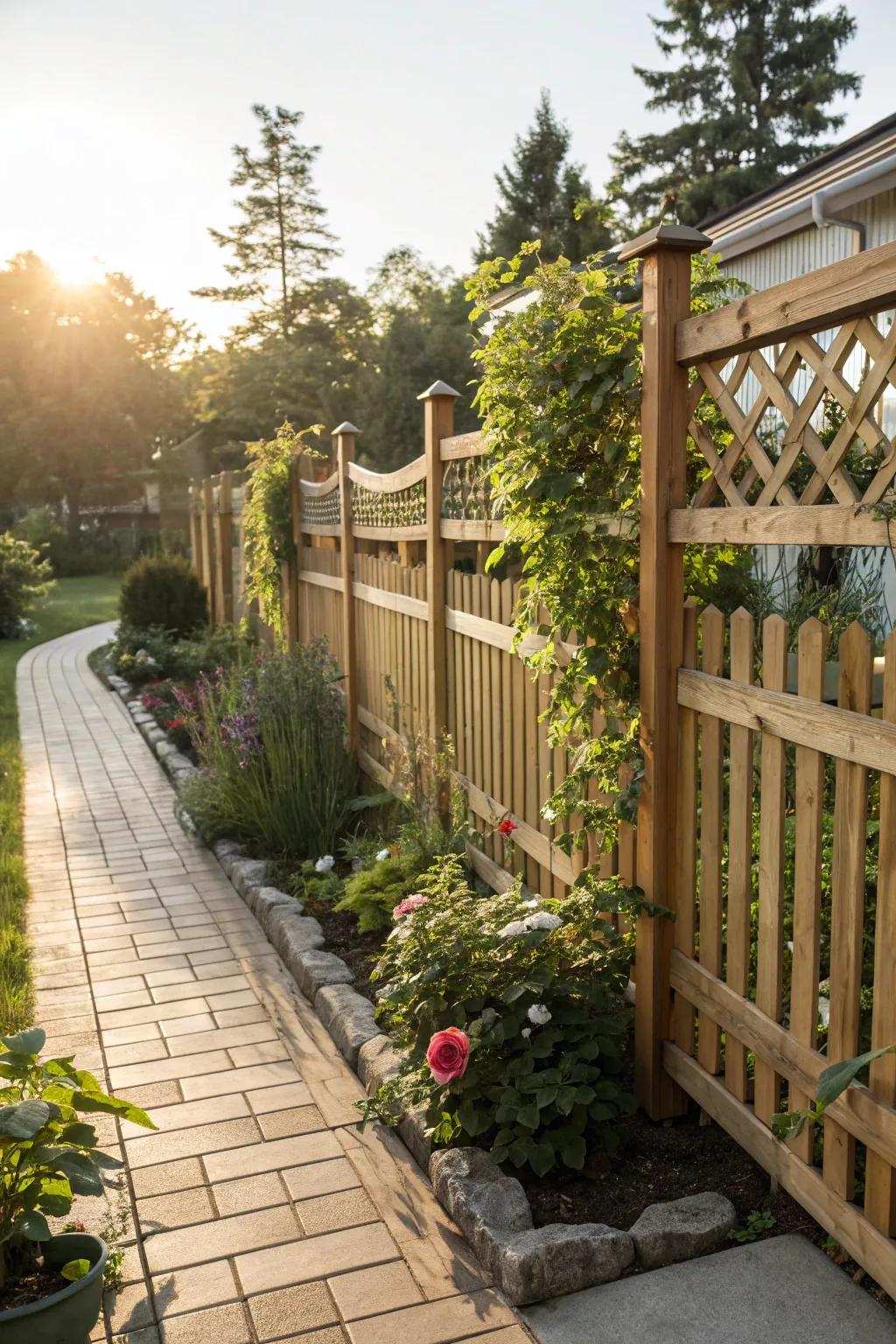 Shadowbox fences extend solitude with illumination and airflow.