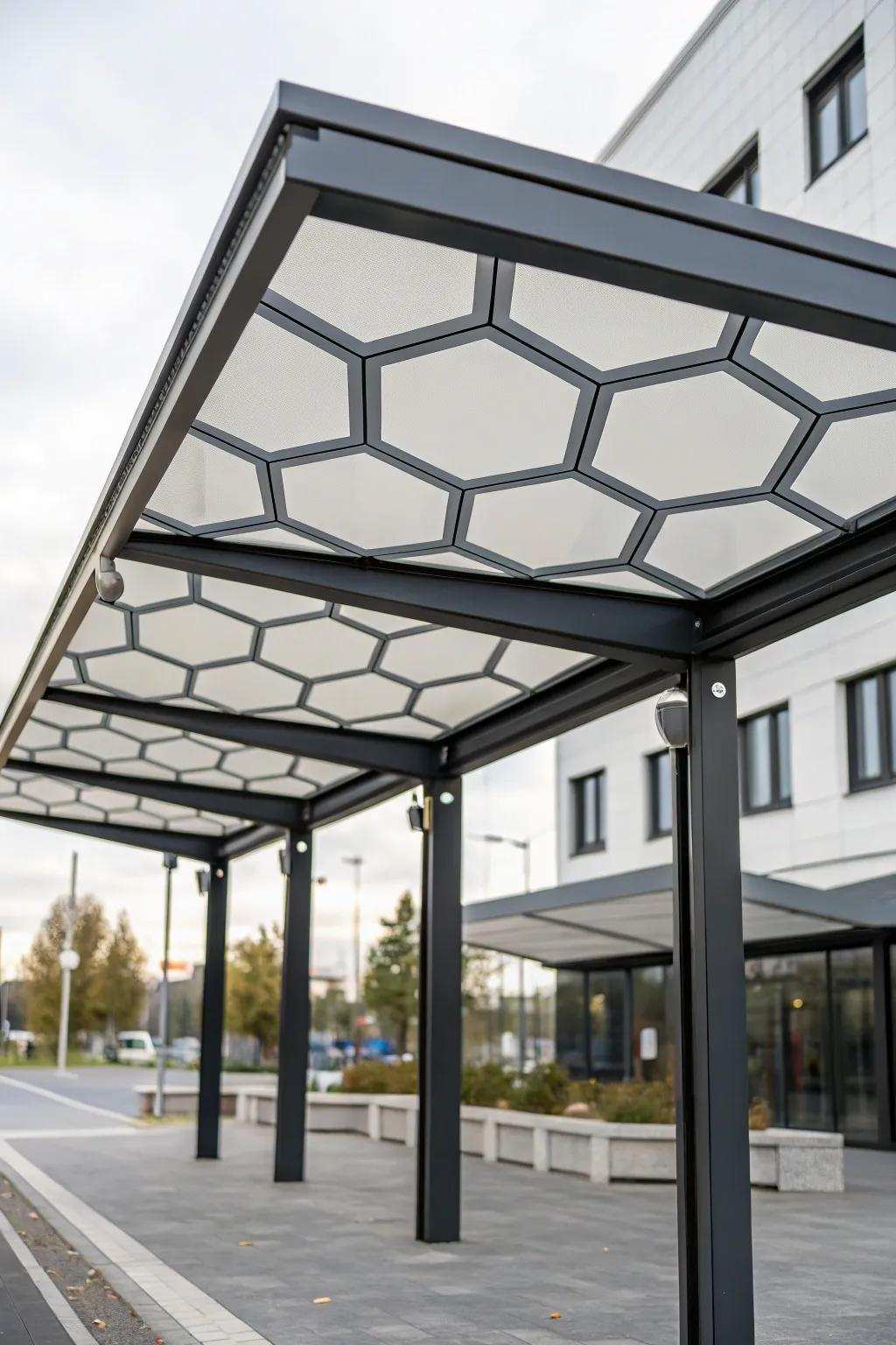 Shape canopy offers a unique geometric design for your garden.