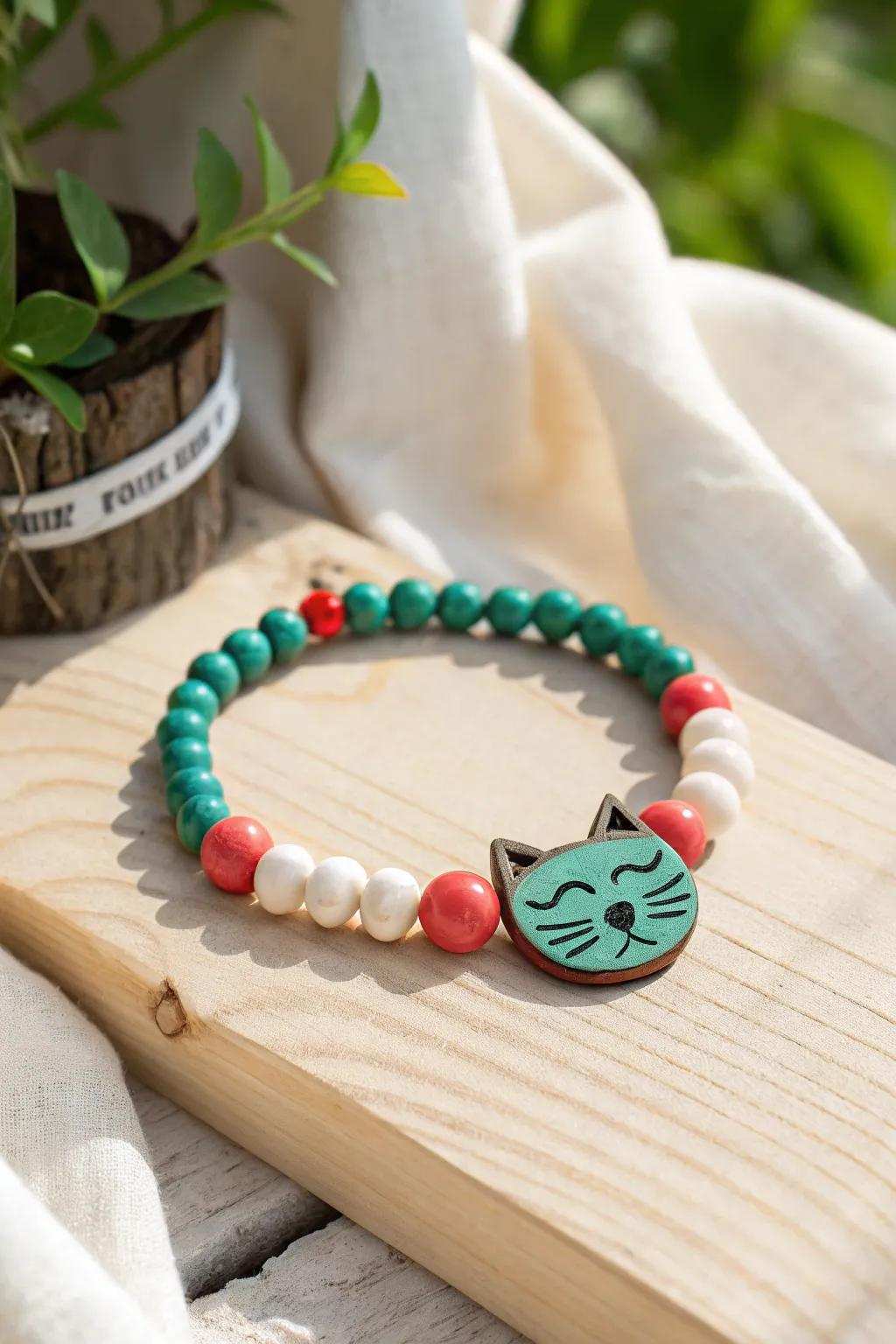 Showcase your wild side with this adorable cat-themed bangle, a great mix of effortlessness and vibrant shades!